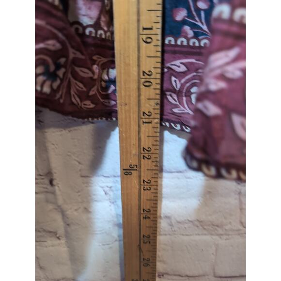 Anthropologie Farm Rio Ainika Charm Floral Ruffle Blouse Crop Boho Hippie Size L - Picture 6 of 10